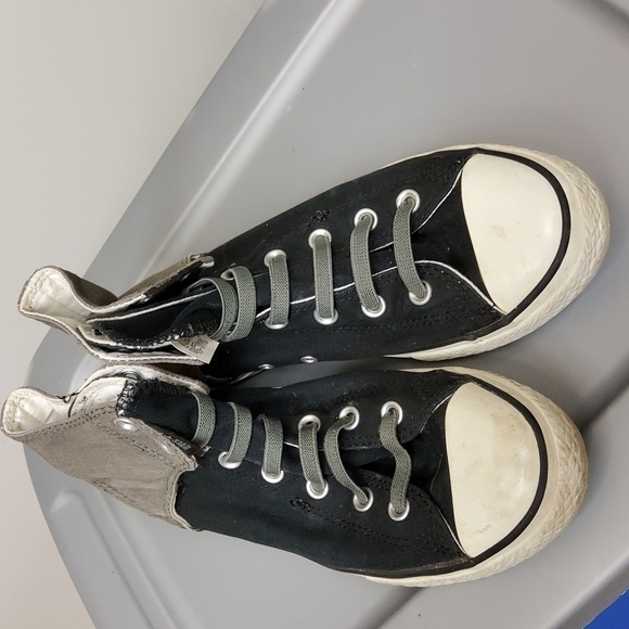 converse accessibility no tie high top shoes junior size 6 black and g - Picture 1 of 6